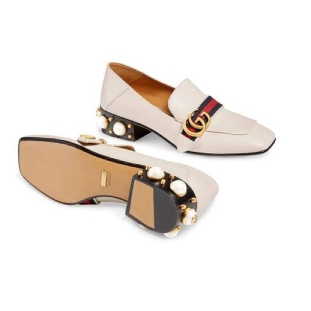 ✨Sold✨ NIB Gucci Authentic Peyton Web Stripe Leather Loafers Size 6.5 7.5 - Picture 3 of 10
